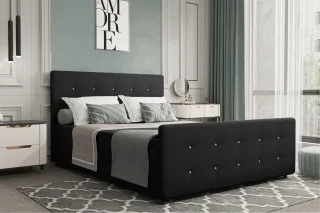 Boxspringbett Schlafzimmerbett MARKOS 160x220cm Stoff Soro Schwarz inkl. Bett...