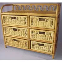 Rattani Regal Rattanregal mit 6 Schüben, Korbregal mit Schub Fb. honig