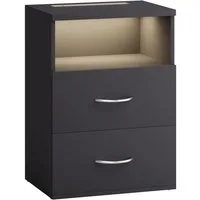 Casaria Nachttisch Jamie (1-St), mit Touch LED Beleuchtung 40x28x55cm Dimmbar Holz 2 Schubladen Bett