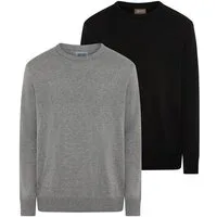 Man's World Rundhalspullover Neue Kollektion! DP Grau & Schwarz (2-er Pack) in Feinstrick, ideal für die Übergangszeit, Basic Style