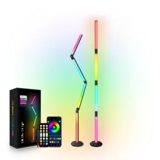 Elfeland 30W RGBIC LED Smart Foldable Floor Lamp 64 Scene Modes Multi-Lighting Adjustable APP & Voice Control for HomeGa