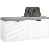 SoBuy Schuhbank FSR147, Sitzbank Schuhkipper mit Sitzfläche Schuhtruhe 2 Klappen Landhausstil