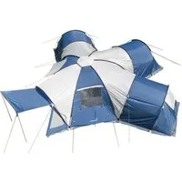 Skandika Kuppelzelt Korsika 9 Sleeper, Camping Zelt mit 3 Schlafkabinen, Sonnensegel, Personen: 9 (Moskitonetz am Eingang und an den Schlafkabinen, Robuste Tragetasche), 2 m Stehhöhe, Sleeper Technology, Verdunkelungen für die Fenster