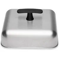 Schmelzkuppel für Grillplatten, Deckel edelstahl/schwarz, Garhaube