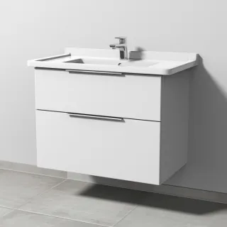 Sanipa 3way Waschtischunterbau zu Duravit Starck 3 Waschtisch mit 2 Auszügen, Weiß-Soft UM71143