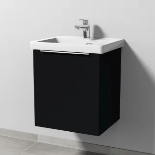 Sanipa 3way Waschtischunterbau zu Villeroy & Boch Subway 3.0 Waschtisch mit 1 Tür, Schwarz-Matt UF84408