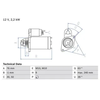 Bosch Anlasser 2,2 kW Volvo S60 S80 V70 Xc70 Xc90 2,4 0986018910