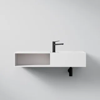 Steinberg Serie 443 Waschtisch Wandwaschtisch aus Mineo Stone, matt white, 443 7135 W 443 7135 W