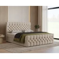 MOEBLO Boxbett Bett 12 (Luxusbett im Chesterfield-Design, 140x200 cm, Velours-Bezug, Hoher Schlafkomfort, modernes Velours-Design mit Steppung Polsterbett Kontinentalbett, dekorativem Kopfteil, aus Samt, inklusive Topper und Bettkasten), (BxHxT):144/