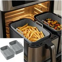 Casativo Silikonform Silikon Form für Heißluftfritteuse antihaft hitzebeständig 20x12,7x7cm, (2-tlg), Silikon-Airfryerform 4,5L, rechteckig, BPA-frei, 20x12,7x7 cm