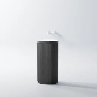 Steinberg Serie 740 Stand-Wandwaschtisch, ohne Überlauf, rund, ø 450mm, außen matt black, innen matt 7406500SW