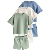 Next T-Shirt & Shorts Kurzärmeliges T-Shirt und Shorts im 3er-Set (6-tlg)