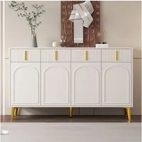 Merax Sideboard mit 4 Türen und 4 Schubladen (mit verstellbaren Einlegeböden und goldenen Beinen, H82/B140/ T37.8 cm), Kommode Anrichte Mehrzweckschrank für Wohnzimmer und Schlafzimmer