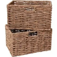 VIVANNO Regalkorb Wasserhyazinthe KIRA 2er Set Rechteckig - Natur Geflochten (Set, 2 St), 35,50x25x20 cm