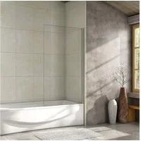 Duschparadies Badewannenaufsatz 140cm Duschwand Aufsatz Duschabtrennung Badewanne Trennwand, 6mm ESG klares Sicherheitsglas, Breite70cm,Breite75cm,Breite80cm,Glas