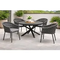 Destiny Garten-Essgruppe MOLINO ARONA, (9-tlg., 4x Sessel, 1x Tisch), 4x Sessel +Polster, 1x Tisch ausziehb. 120/170cm, 145/199 cm