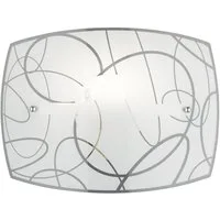 TRIO Leuchten LED Wandleuchte, LED wechselbar, Warmweiß, innen, Lampenschirm Opal-glas flach mit Dekor Weiß Silber, Breite 30cm