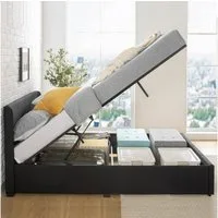 ZINUS Stauraumbett Maddon mit gepolstertem Kopfteil, 180x200 (Packung, 1-tlg., Bett, Schwarz, 180x200 cm), Geeignet für kleine Räume
