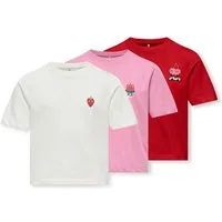 KIDS ONLY T-Shirt KOGREX S/S PRINTED TOP JRS 3-PACK (Packung, 3-tlg) mit sommerlichen Brustmotiven