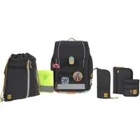 LÄSSIG Schulranzen Unique, Boxy, Black (Set, 7-tlg), PETA-approved vegan, aus recycelten PET-Flaschen