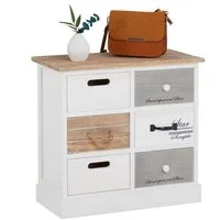 CARO-Möbel Kommode SALVA, Schubladenschrank, kleine Flurkommode Sitztruhe Shabby Chic weiß