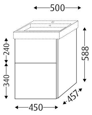 Sanipa Waschtischunterbau mit Auszügen 3way (BP510) 588x450x457 Kaschmir-Matt, BP5101U BP5101U