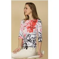 Passioni 3/4-Arm-Shirt mit floralem Print und Tunnelzug Slim Fit