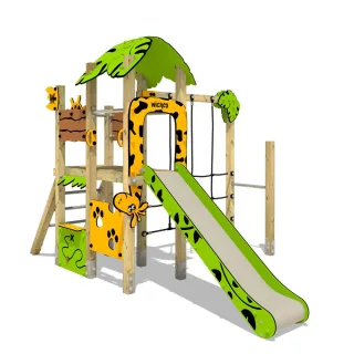 Abenteuerspielplatz PRO MAGIC Ruby+ 9x9 cm für öffentliche Anlagen - Robuster Spielturm mit Rutsche und Motorikwand für Kinder - Wickey