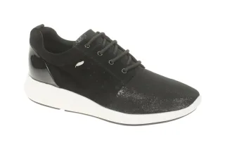Geox D621CA 021EW C9999 OPHIRA Damen Sneaker Schwarz Glitter Sportschuh