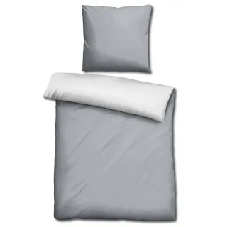 Sleezzz® Renforcé Wendebettwäsche hellgrau/weiß 135 x 200 + 80 x 80 cm