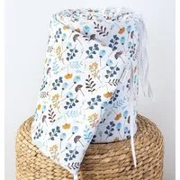 Loolay Bettnestchen PREMIERE! Blumenwiese BLAU Bettumrandung 420, 360, 210, 180 x30cm, (Babynestchen Bettsprossen Kopfschutz Babyausstattung Türkis Blumen BABYNEST, 100% Baumwolle Babybett Bettschutzgitter Umrandung), LOOLAY® - 100% Europäische Stoff