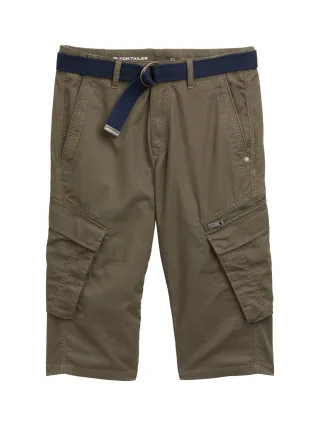 Tom Tailor - TTMAX Overknee Cargo Shorts mit Gürtel olive mesh print - Gr. - 32