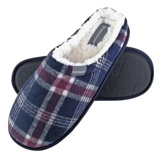 Dunlop - Mens Warm Plüsch Fleece gefüttert Schlupf auf Pantoffel kariert Hausschuhe