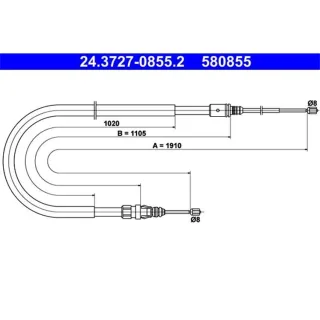 ATE Handbremsseil hinten Peugeot 2008 207 207/207+