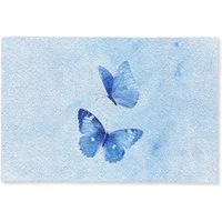MuchoWow Fußmatte Schmetterlinge - Ornamental - Blau, Rechteckig, innen Schmutzfangmatte, Tür, Schmutzfänger Flur, Teppich 60x40 cm