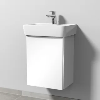 Sanipa 3way Waschtischunterbau zu Geberit Renova Plan Waschtisch mit 1 Tür, Weiß-Glanz BS87078