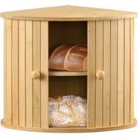 Navaris Brotkasten Navaris Eck-Brotkasten Bambus 2 Etagen 30x30x31 cm, Holz