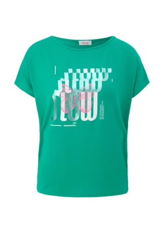 s.Oliver Red Label - T-Shirt mit Frontprint grün - Gr. - 32