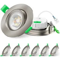 ALUSSO LED Einbauleuchte 6er-Set, ED-Einbau-Spot, 6W, 3CCT, schwenkbar, Ø76/25mm, 3000K/4000K/6500K, 540lm, nickel
