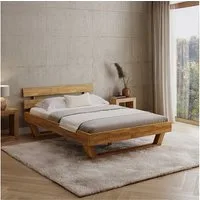 skølm Massivholzbett Nornir aus Eiche, natur geölt, verfügbar in 120/140/160/180 x 200 cm, mit Kopfteil