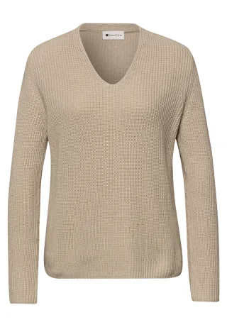 Street One - Pullover in Unifarbe cotton beige - Gr. - 36