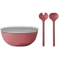 Mepal Schale Silueta Servierschale mit Deckel & Salatbesteck, Kunststoff, (1x Schale, 1x Salatbesteck, 2-tlg)