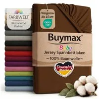 Buymax Spannbettlaken Babybett Kinderbett 60x120cm 70x140cm, Jersey 100% Baumwolle, Gummizug: Rundumgummi, (1 Stück), bis 15 cm Matratzenhöhe, weich, atmungsaktiv, hautfreundlich