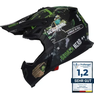 Broken Head  (A-Minus-Ware) Supermoto &amp; Motocross-Helm Resolution Grün