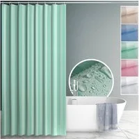 ANRO Duschvorhang aus Italien hochwertiger Badevorhang Textil mit Ösen und Haken Breite 120 cm (Packung, 1-tlg., Duschvorhang inkl. Aufhängeringe), robuster Vorhang Stangenaufhängung in Größe 200x120cm in grün