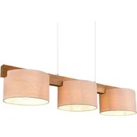 meineWunschleuchte Pendelleuchte mit Holz-Balken & Stoff, Breite 100cm, ohne Leuchtmittel, Esstisch-Lampe hängend, Holzlampe skandinavisch, Esszimmerlampe groß