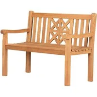 bene living Gartenbank Sailor 120 cm - Teakholz, geschwungende Armlehnen - Rückenlehnen mit Rautenelement
