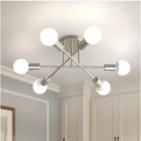 LOHAS-LED Deckenleuchte 6-flammige Deckenleuchte in Sandnickel-Optik, Metall, ohne Leuchtmittel, Moderne Deckenlampe mit E27-Sockel, für Wohnzimmer & Schlafzimmer