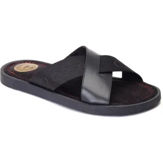 Base London Webb Herren Sandalen aus schwarzem Leder