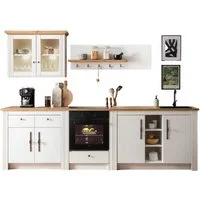 OTTO home Küchenzeile KS-Westminster, Pantryküche im Landhaus Stil, hochwertige Metallgriffe, (Set), Breite 294 cm, Kommoden, Wandpaneel, Hängeschrank, Herdumbau